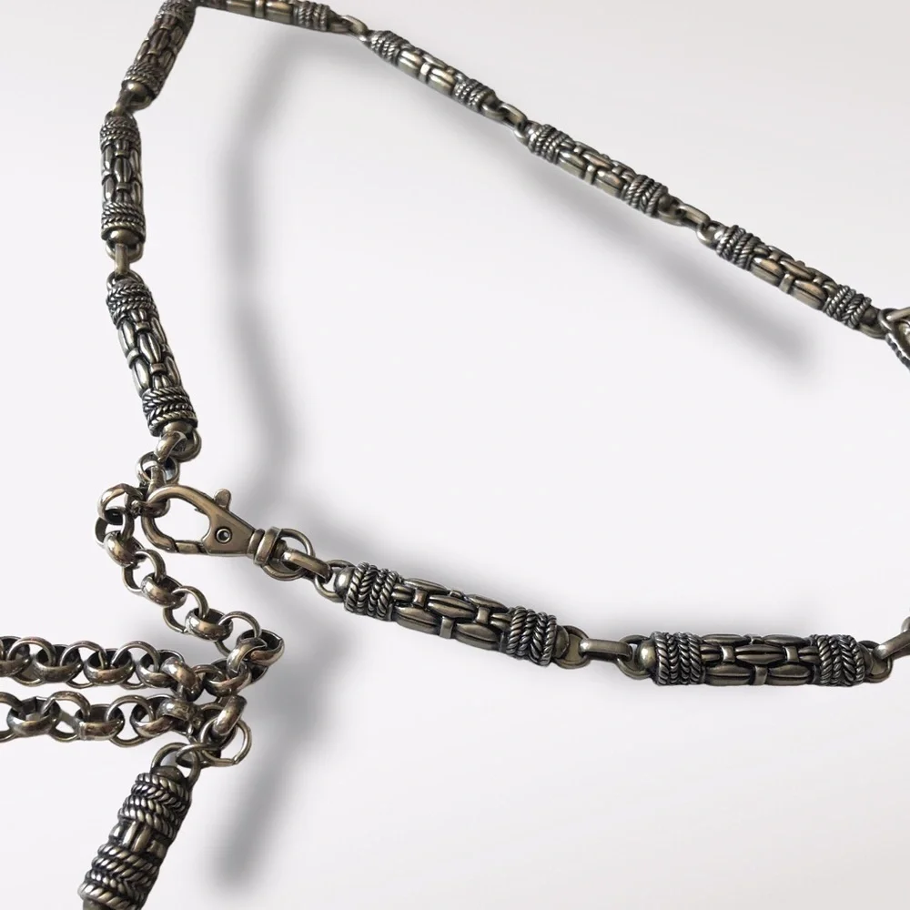 Vintage Metal Chain Belt Y2K Antiqued Silver Links Medium